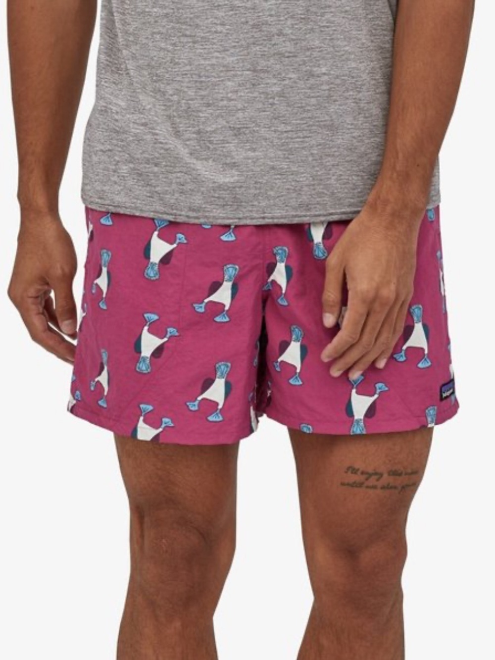 Patagonia • Men’s Baggies 5” Swim Shorts Star Pink Boobie Bird Print Size Large - Picture 2 of 14